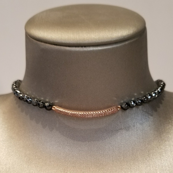 NEW Rose Gold Pave CZ Hematite Bracelet Choker - Picture 4 of 5